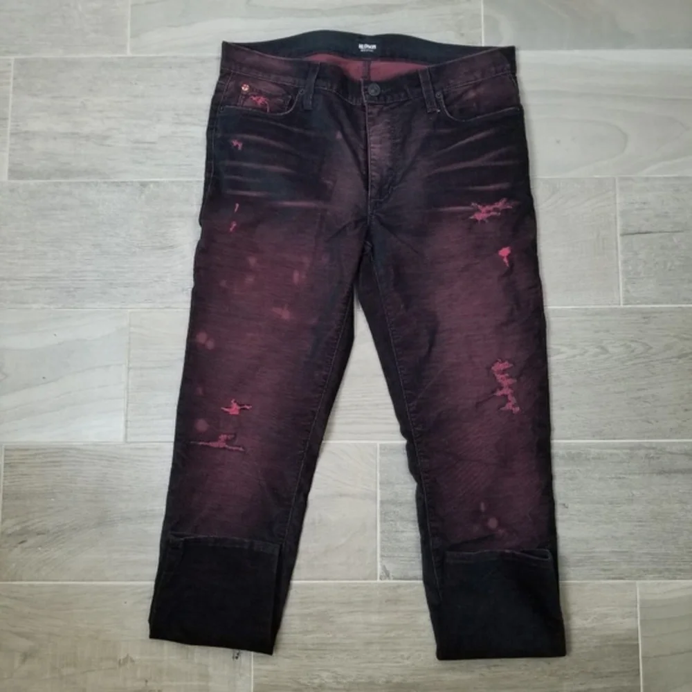 Hudson Red‎ Black Distressed Jude Slouch Skinny